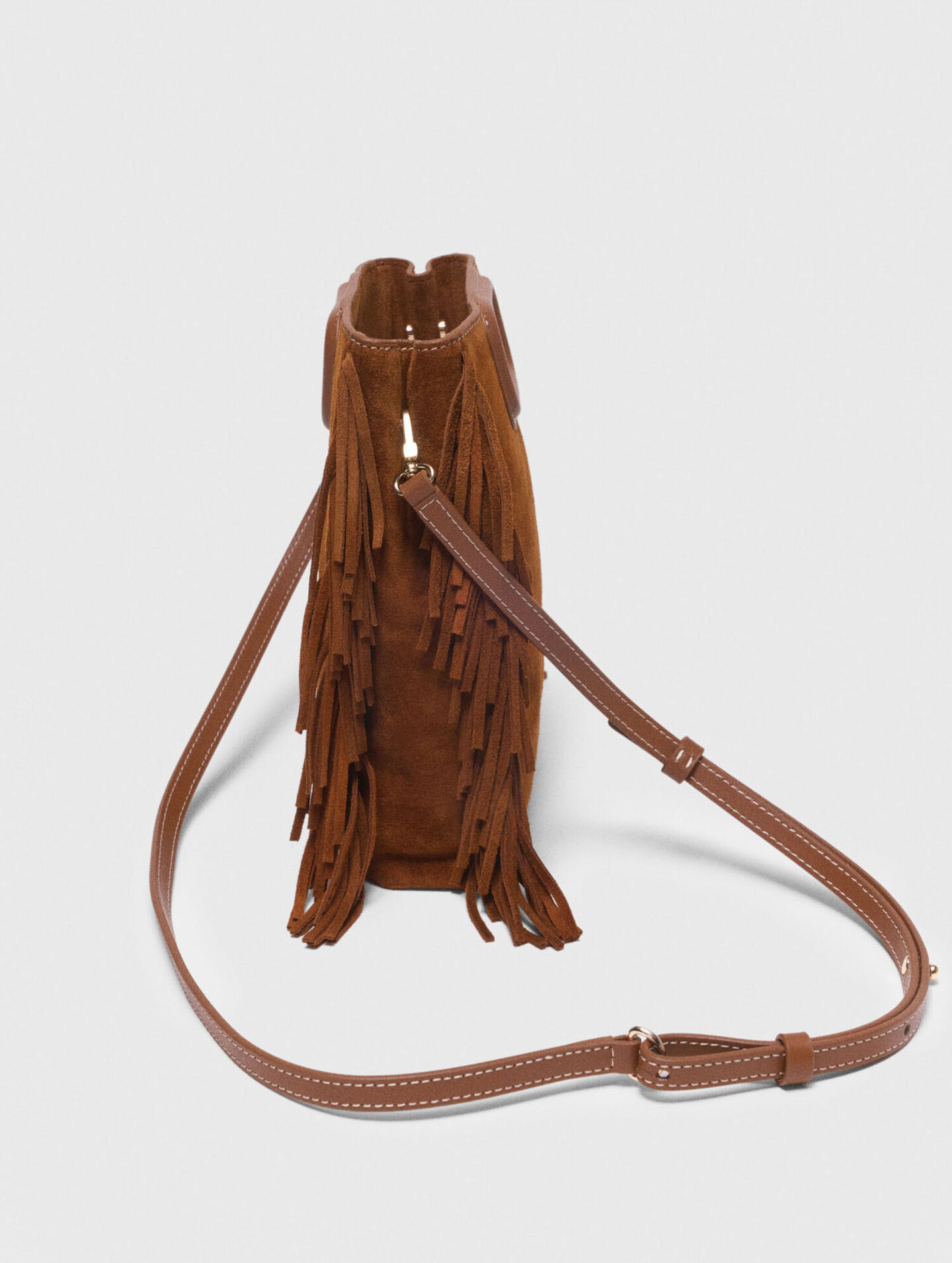 Borsa M in scamosciato impunturato